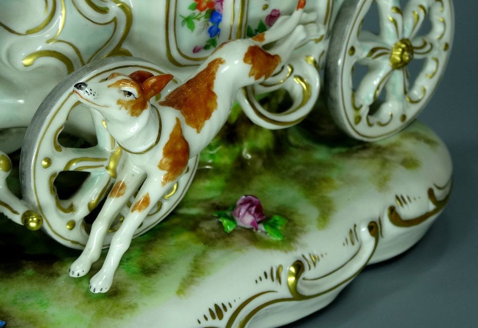 Antique XXL Princess Carriage Porcelain Figurine Original FRITZ AKKERMAN Germany 20th Art Statue Dec #Rr168