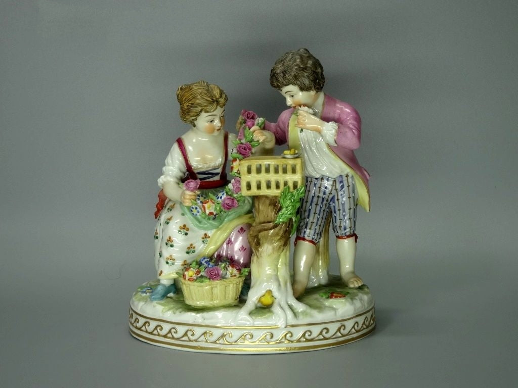 Antique Flowers Seller Porcelain Figurine Original Potschappel Germany 20th Art Statue Dec #Rr37