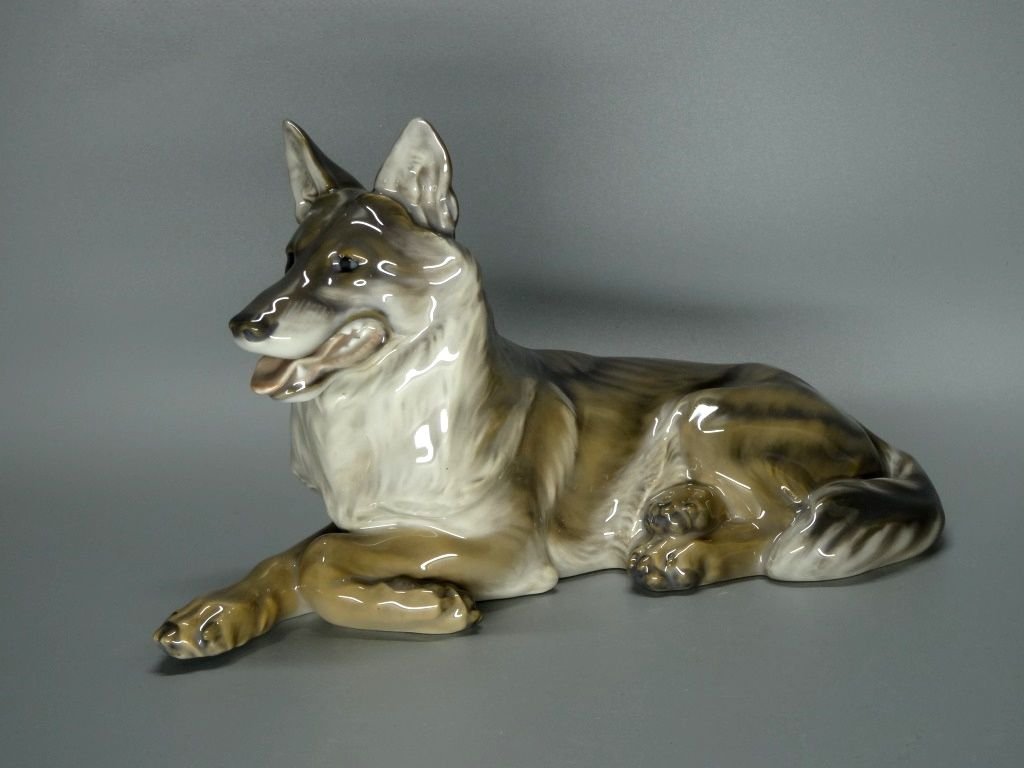 Vintage Shepherd Dog Porcelain Figurine Original Royal Copenhagen Germany 20th Art Statue Dec #Rr121