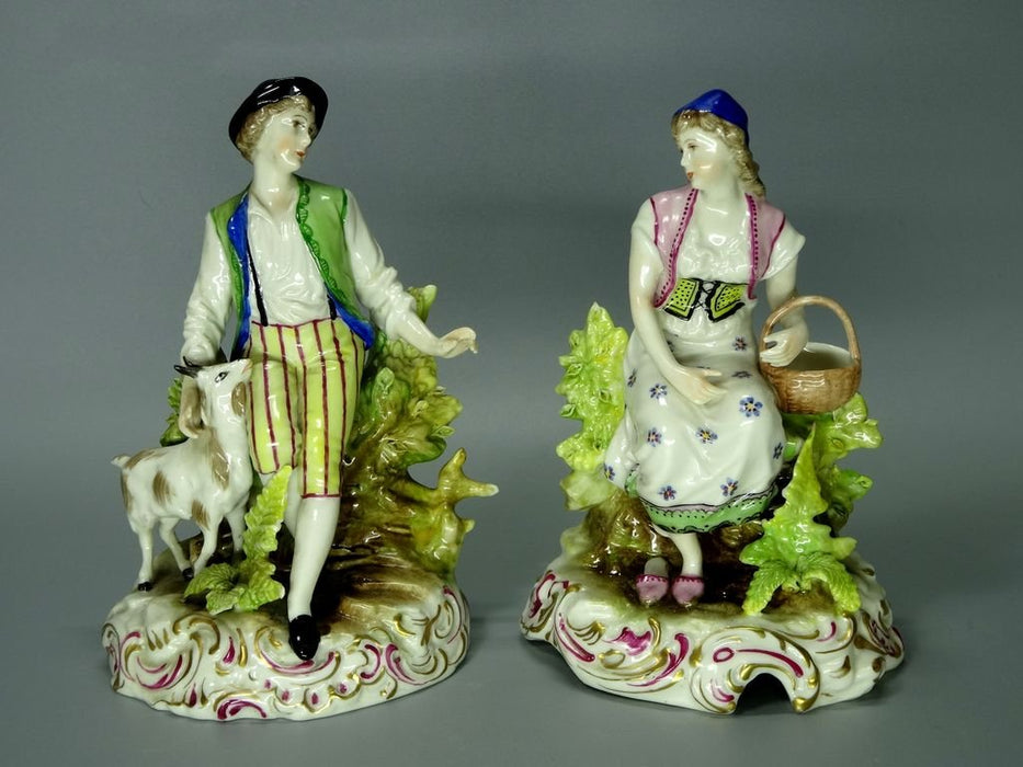 Antique Rural Afternoon Porcelain Figurine Original Volkstedt Germany 19th Art Statue Dec #Rr142