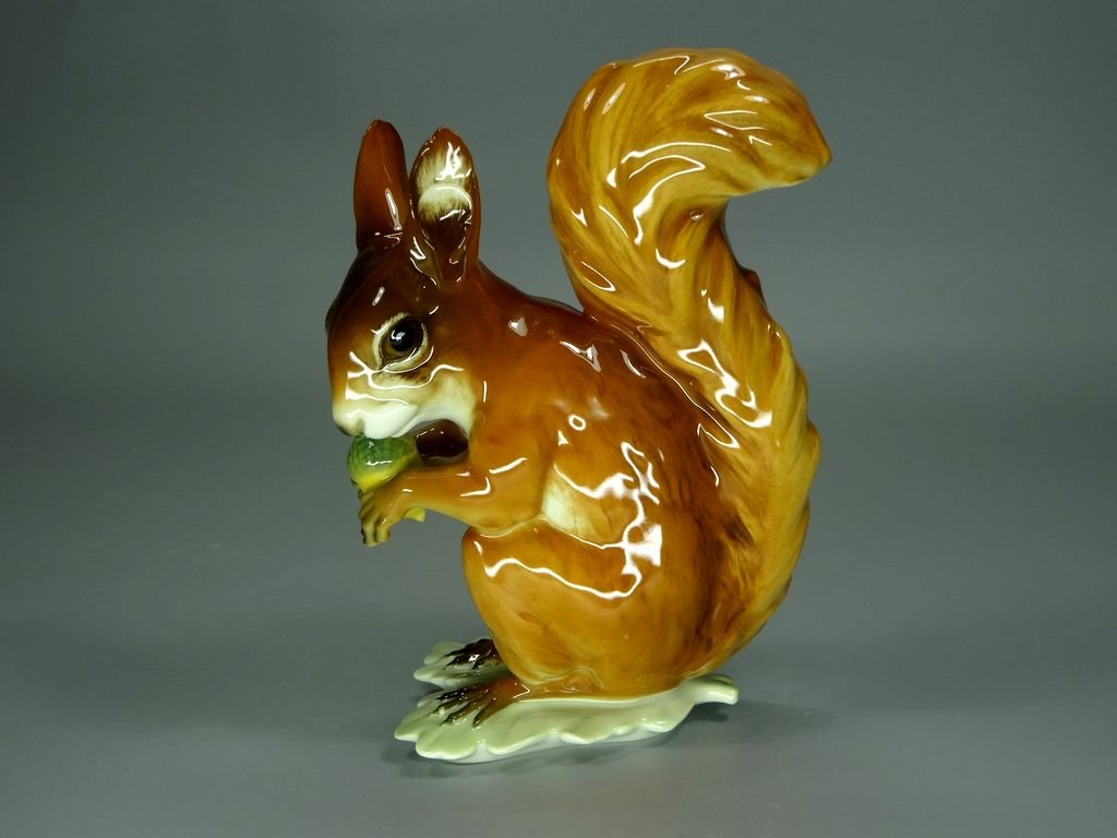 Vintage Squirrel Porcelain Figurine Original Hutschenreuther Germany 20th Art Statue Dec #Rr206