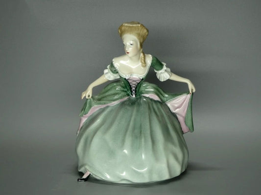 Vintage Green Curtsey Lady Porcelain Figurine Original Rosenthal Germany 20th Art Statue Dec #Rr20