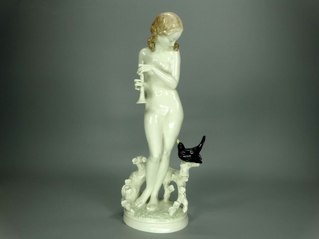 Antique Forest Nymph Porcelain Figurine Original Hutschenreuther Germany 20th Art Statue Dec #Rr203