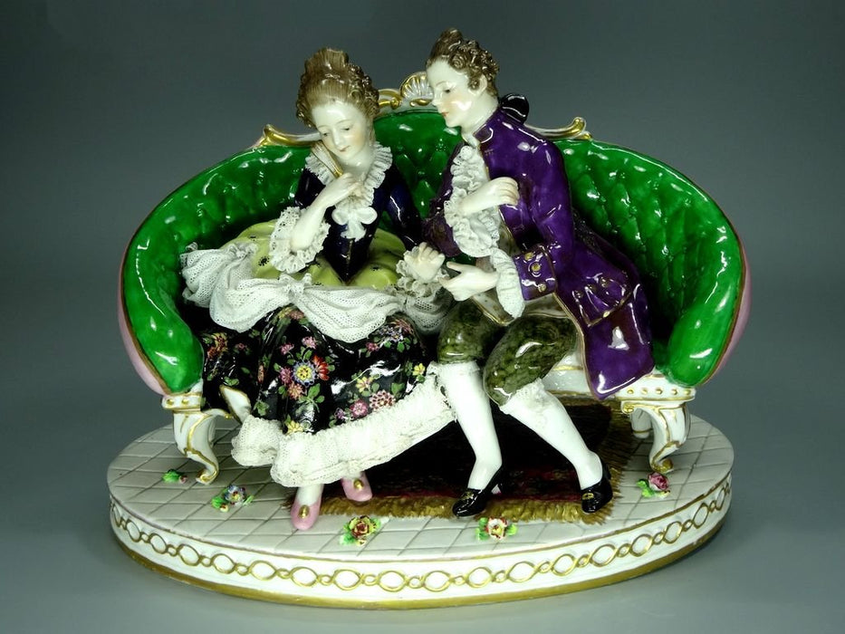 Antique Lovers Porcelain Figurine Original Volkstedt Germany 19th Art Statue Dec #Rr191