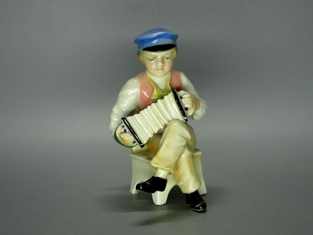 Antique Accordion Player Porcelain Figurine Original KARL ENS Germany 20th Art Statue Dec #Rr17