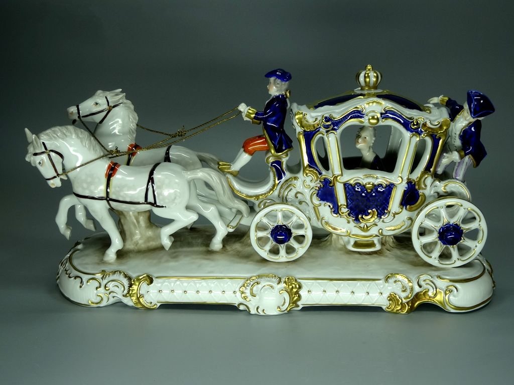 Antique Princess Carriage Porcelain Figurine Original Unterweissbach Germany 20th Art Statue Dec #Rr166