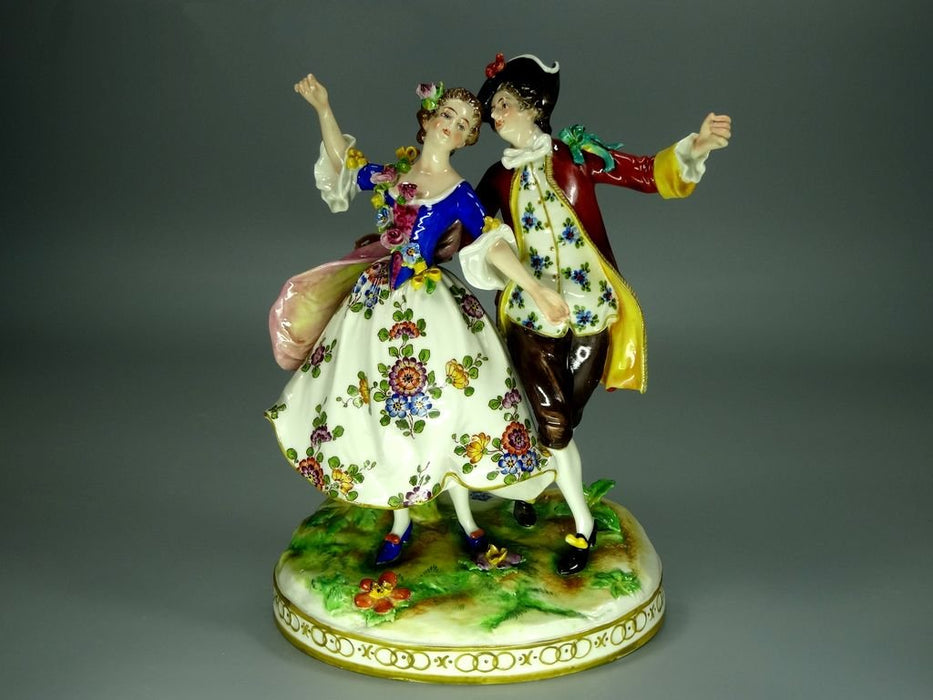 Vintage Dancing Couple Porcelain Figurine Original Volkstedt Germany 20th Art Statue Dec #Rr95
