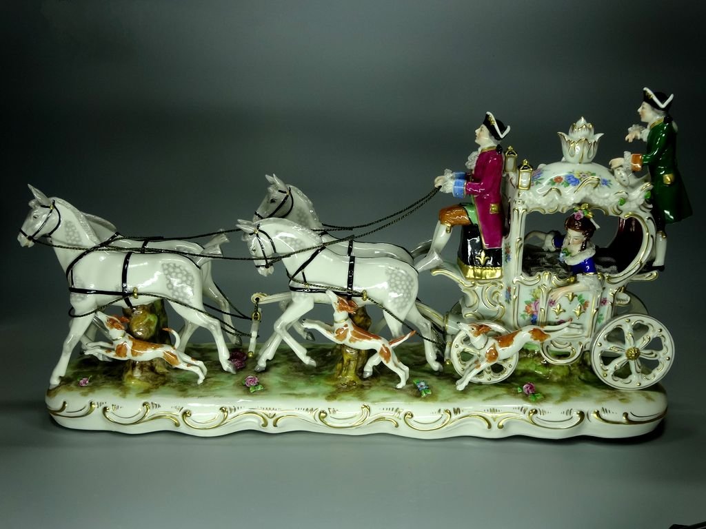 Antique XXL Princess Carriage Porcelain Figurine Original FRITZ AKKERMAN Germany 20th Art Statue Dec #Rr168