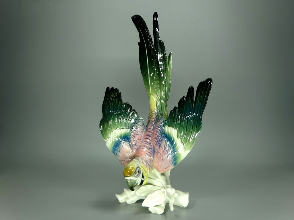 Antique Cockatoo Bird Porcelain Figurine Original KARL ENS Germany 20th Art Statue Dec #Rr172