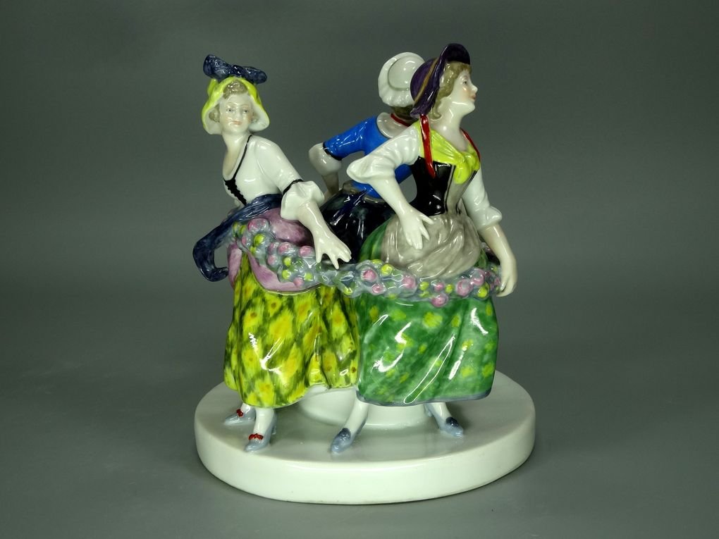 Antique Round Dance Porcelain Figurine Original KARL ENS Germany 20th Art Statue Dec #Rr222