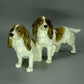 Antique Pair Of Spaniels Porcelain Figurine Original Hutschenreuther Germany 20th Art Statue Dec #Rr180