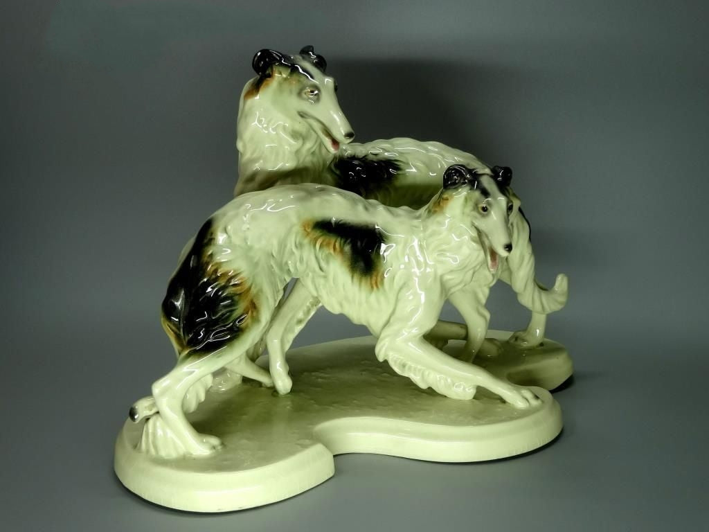 Vintage Pair Of Greyhounds Porcelain Figurine Original Cortendorf Germany 20th Art Statue Dec #Rr58
