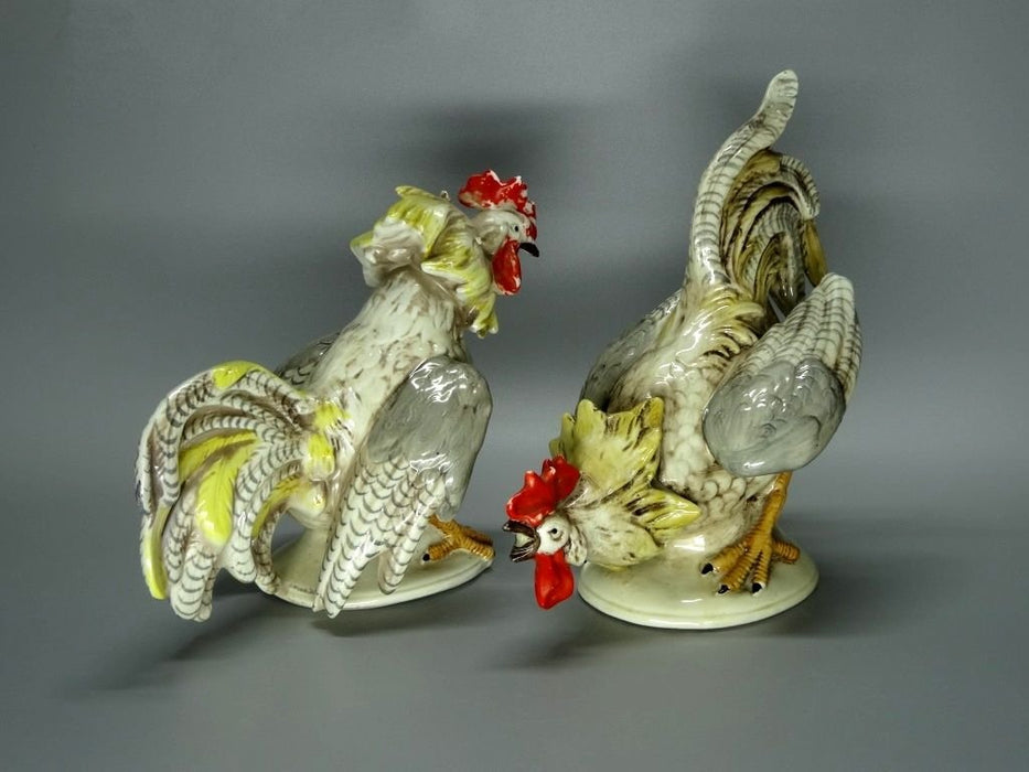 Vintage Fighting Cocks Porcelain Figurine Original Grafenthal Germany 20th Art Statue Dec #Rr150