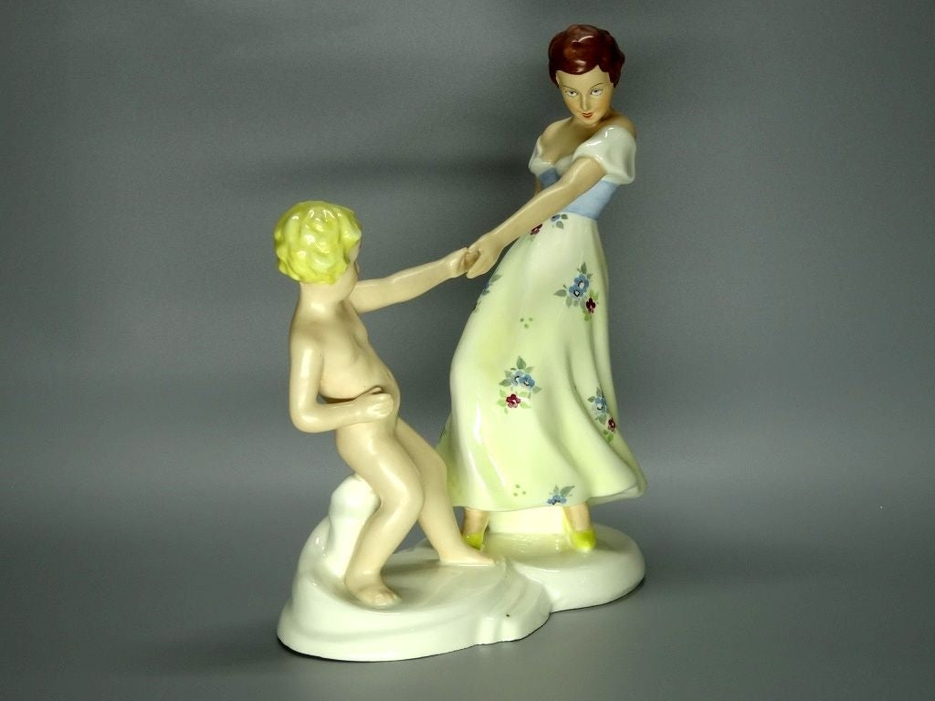 Antique Fun Time Porcelain Figurine Original Royal Dux Germany 20th Art Statue Dec #Rr24