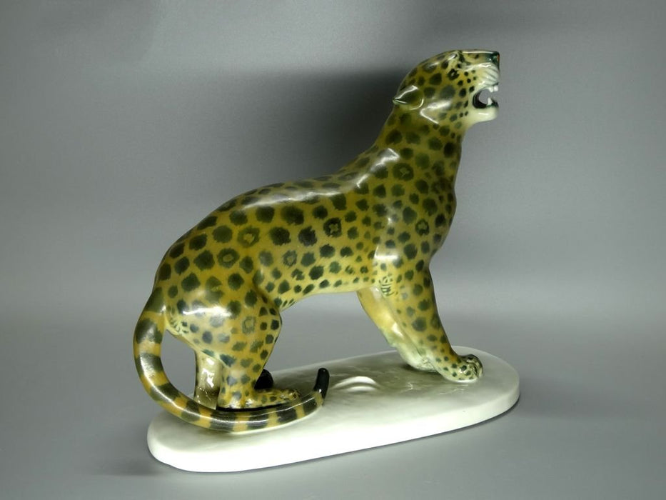 Antique Leopard Porcelain Figurine Original Volkstedt Germany 20th Art Statue Dec #Rr141