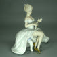 Vintage Ballerina With Fan Porcelain Figurine Original Wallendorf Germany 20th Art Statue Dec #Rr208