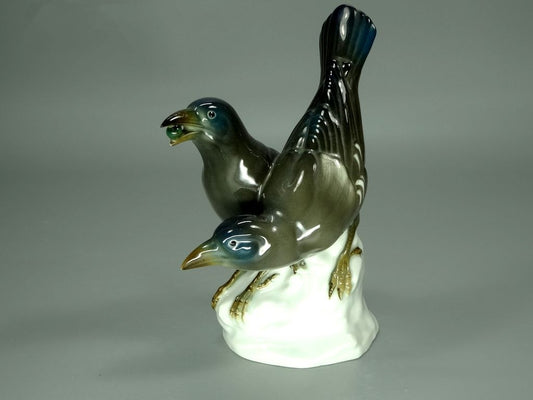 Antique Pair Of Crows Porcelain Figurine Original KARL ENS Germany 20th Art Statue Dec #Rr65