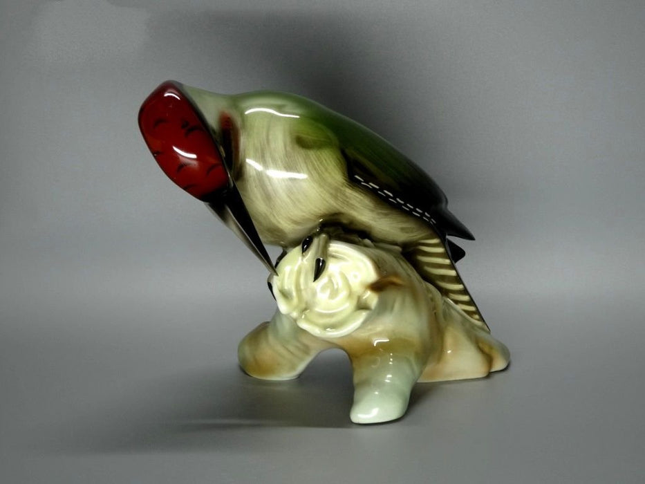 Vintage Woodpecker Bird Porcelain Figurine Original Lichte Veb Germany 20th Art Statue Dec #Rr23