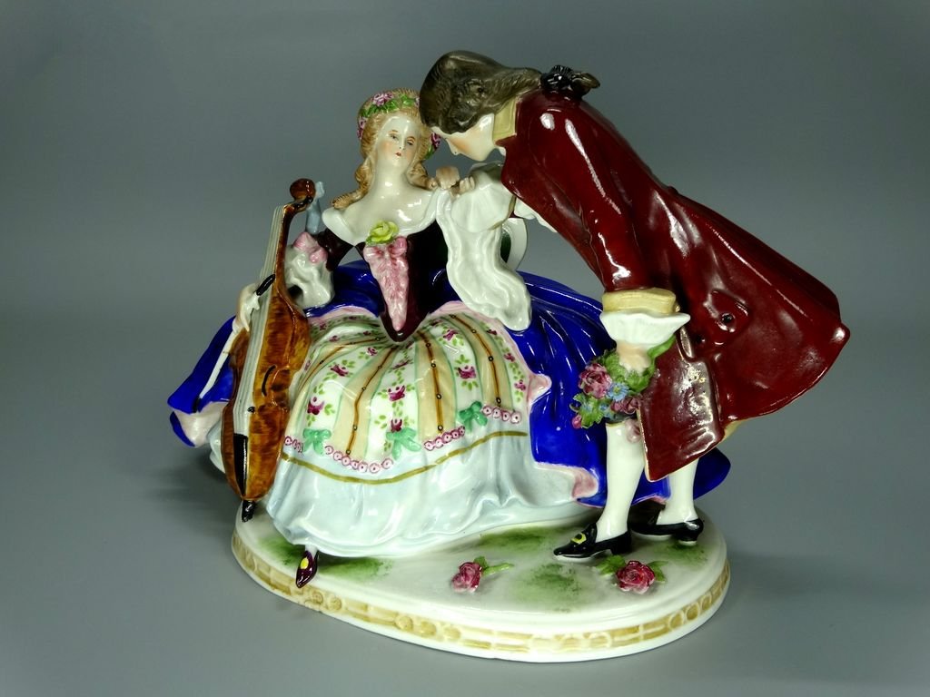 Antique Music Fan Porcelain Figurine Original Kister Alsbach Germany 20th Art Statue Dec #Rr155