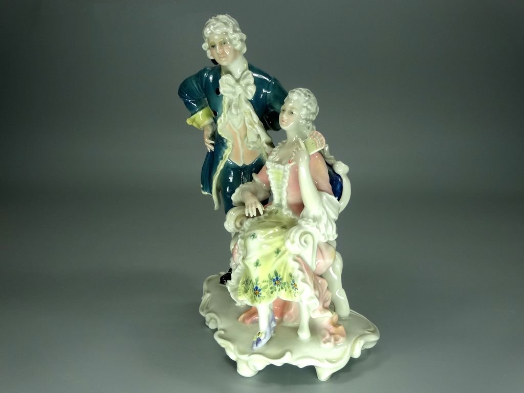 Antique Theater Box Porcelain Figurine Original KARL ENS Germany 20th Art Statue Dec #Rr100