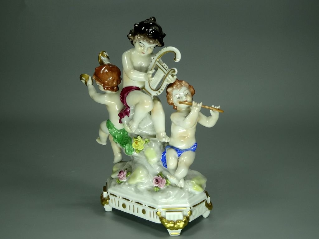 Vintage Merry Putti Porcelain Figurine Original Volkstedt Germany 20th Art Statue Dec #Rr198