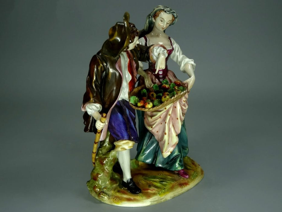 Antique Apple Seller Porcelain Figurine Original Volkstedt Germany 19th Art Statue Dec #Rr196