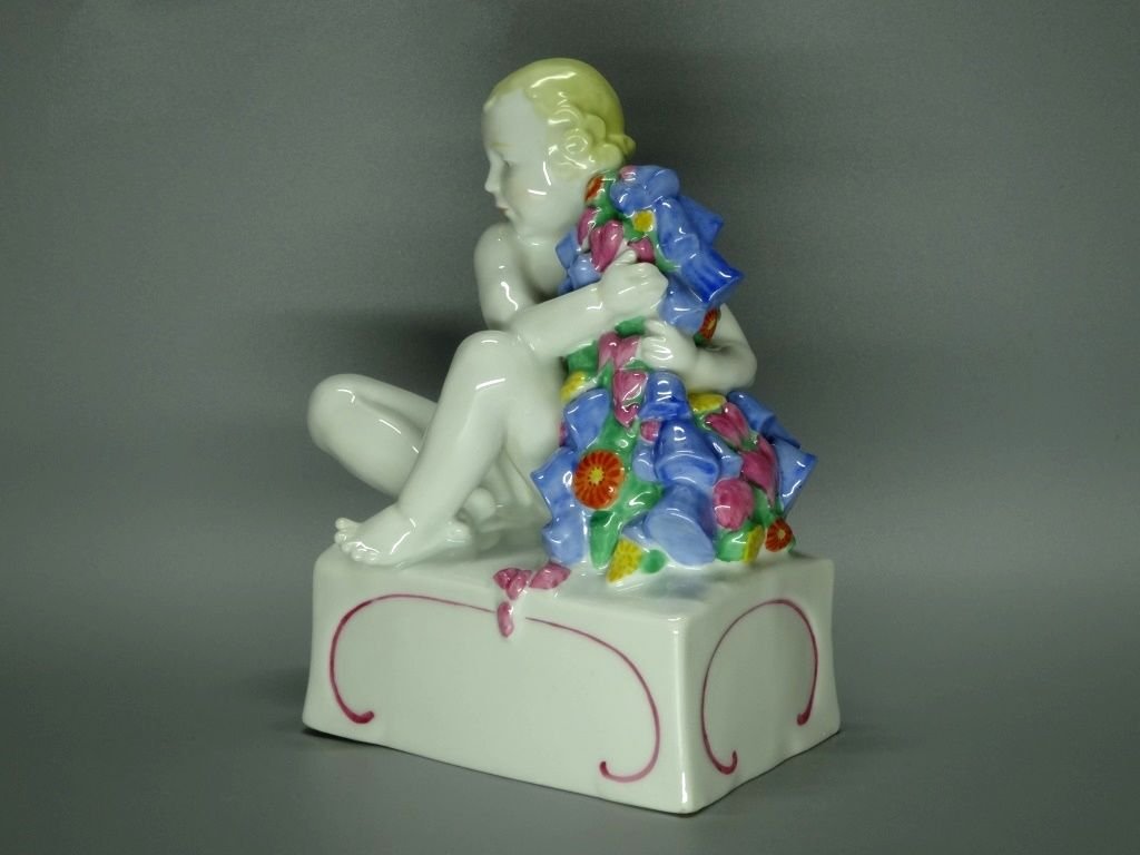 Antique Flower Fairy Porcelain Figurine Original Heubach Germany 20th Art Statue Dec #Rr59