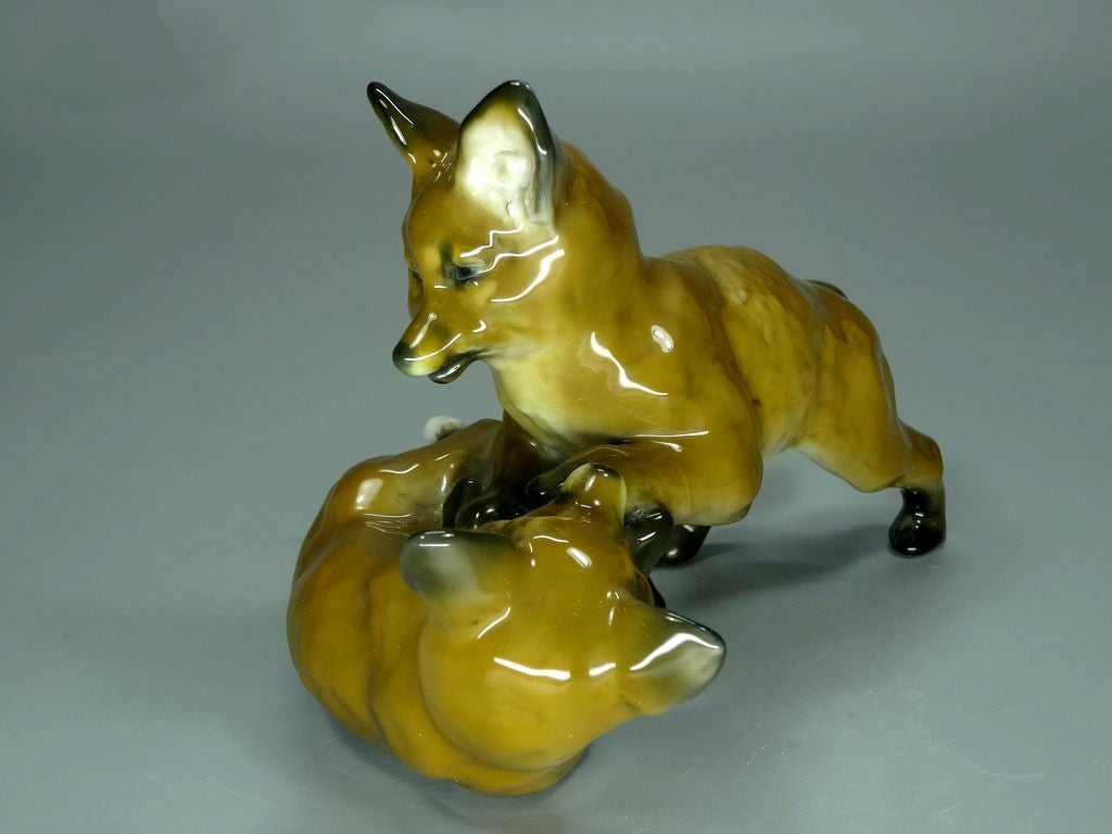 Vintage Little Foxes Porcelain Figurine Original Rosenthal Germany 20th Art Statue Dec #Rr174