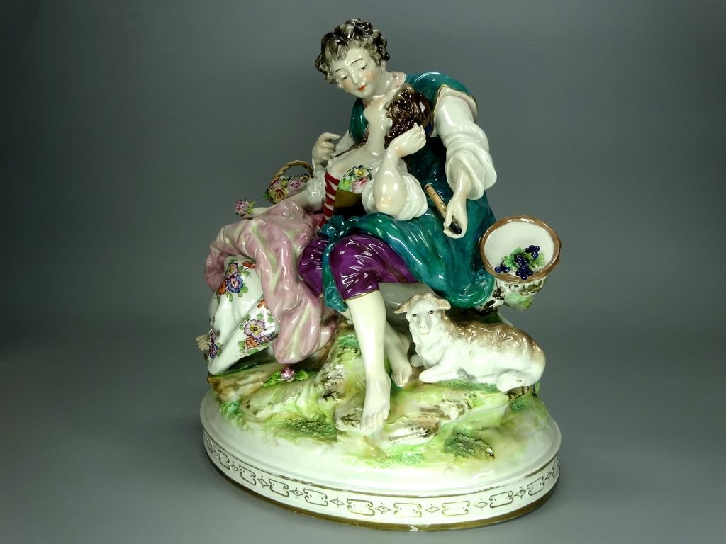 Antique Summer Day Porcelain Figurine Original Volkstedt Germany 20th Art Statue Dec #Rr202