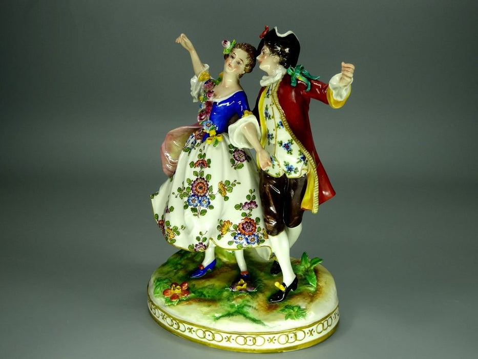 Vintage Dancing Couple Porcelain Figurine Original Volkstedt Germany 20th Art Statue Dec #Rr95