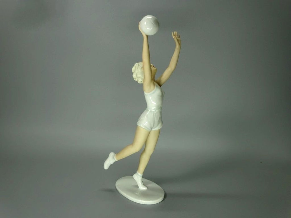 Vintage Volleyball Player Porcelain Figurine Original Wallendorf Germany 20th Art Statue Dec #Rr49