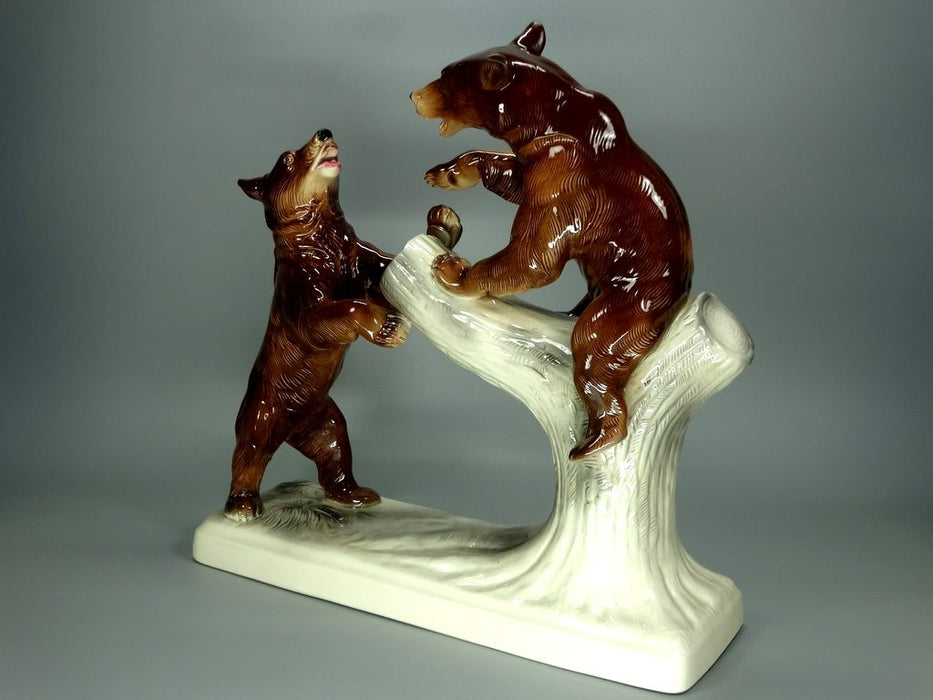 Vintage Playing Bears Porcelain Figurine Original Katzhutte Germany 20th Art Statue Dec #Rr88