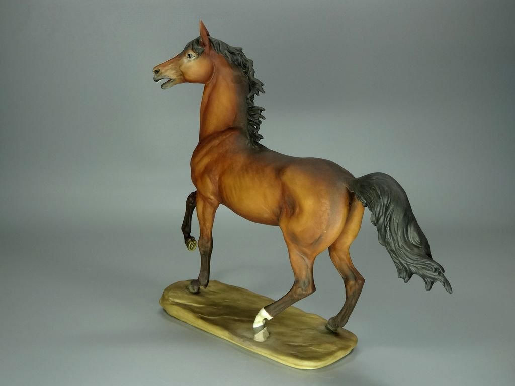 Vintage Brown Horse Porcelain Figurine Original Kaiser Germany 20th Art Statue Dec #Rr76