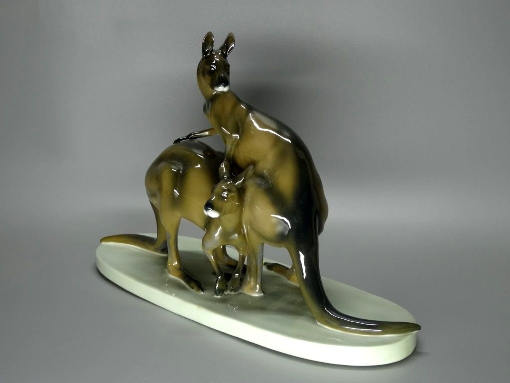 Antique Kangaroo Porcelain Figurine Original Galluba & Hofmann Germany 20th Art Statue Dec #Rr35