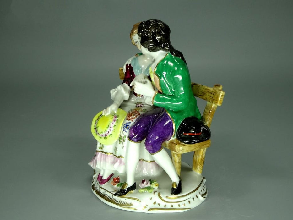 Vintage Love On Bench Porcelain Figurine Original Volkstedt Germany 20th Art Statue Dec #Rr127