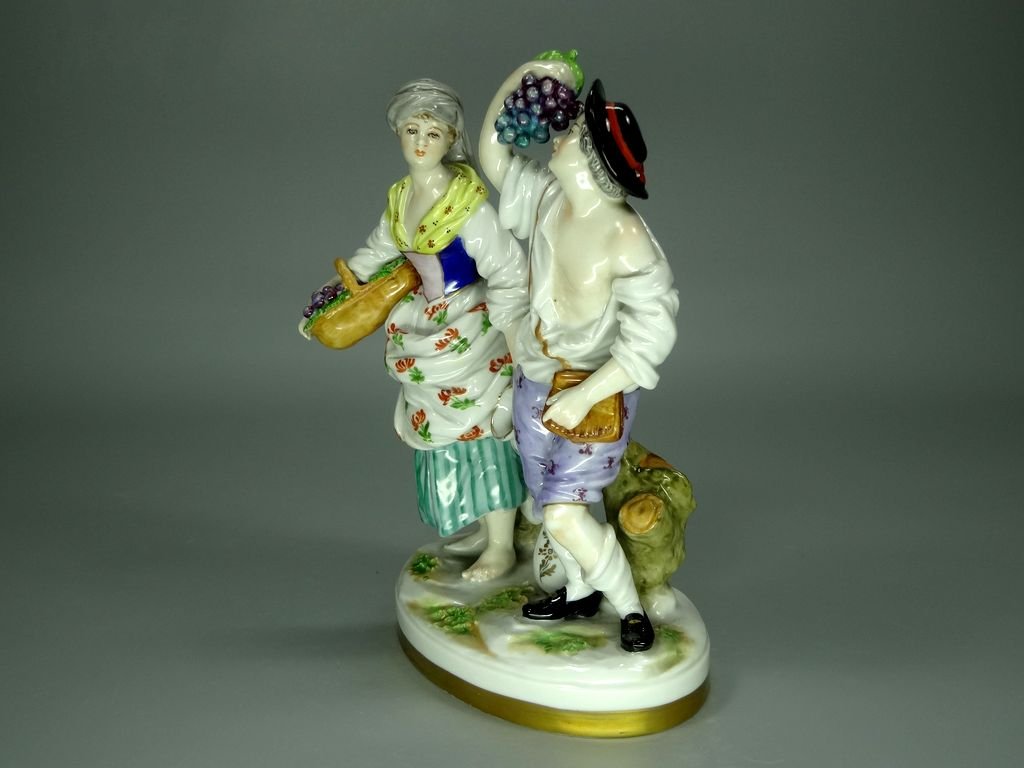 Antique Winemakers Porcelain Figurine Original Volkstedt Germany 20th Art Statue Dec #Rr130