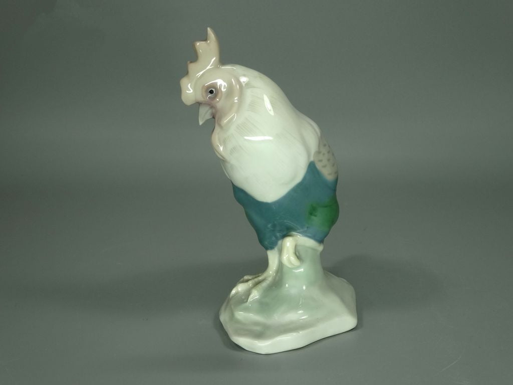 Antique Rooster Porcelain Figurine Original Metzler&Ortloff Germany 20th Art Sculpture Dec #Rr7