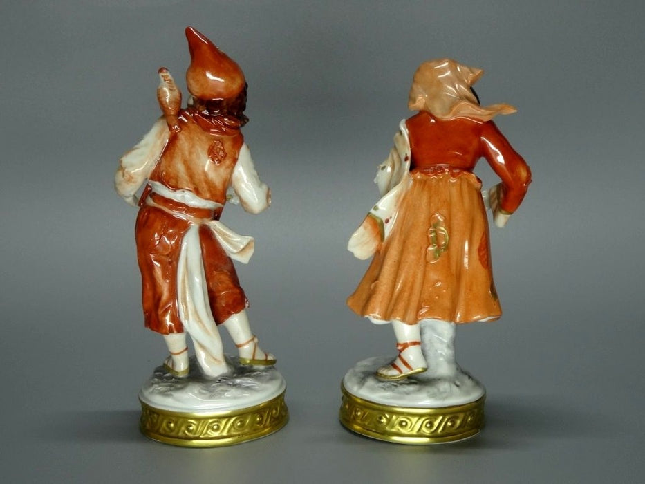 Vintage Gypsies Couple Porcelain Figurine Original Volkstedt Germany 20th Art Statue Dec #Rr15