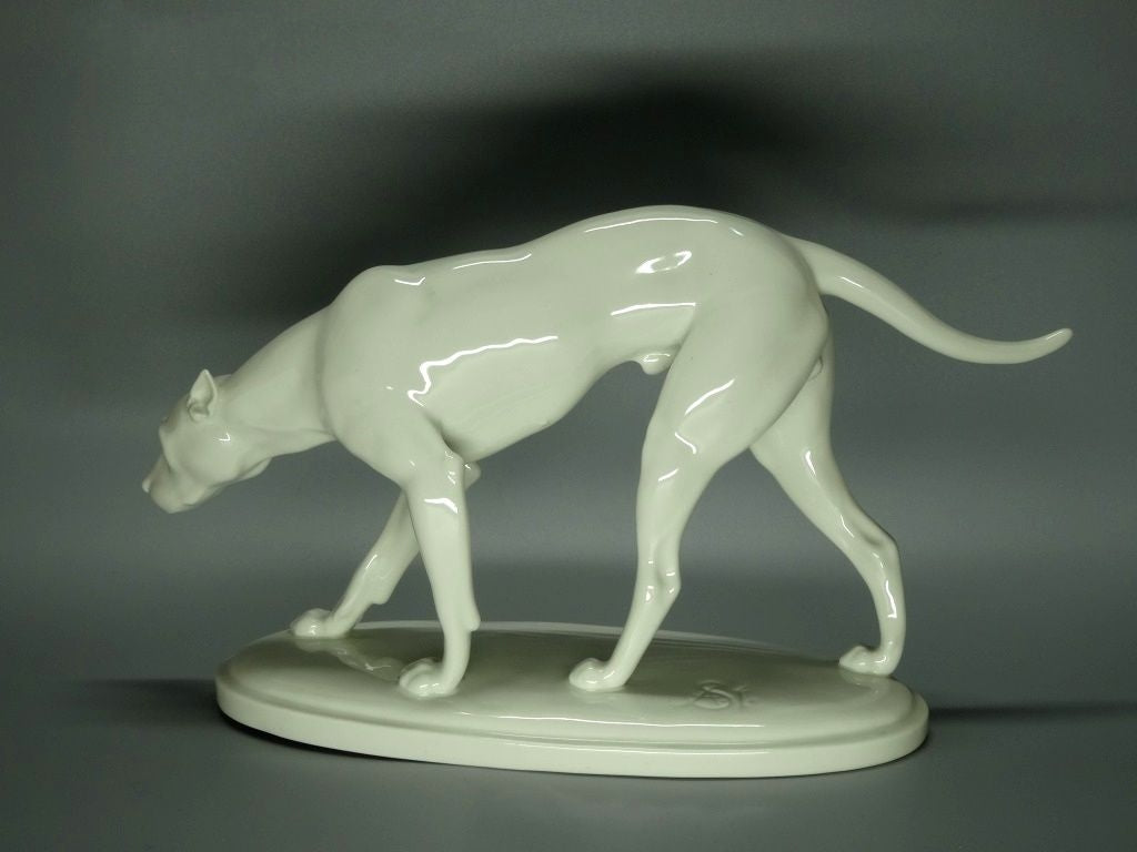 Antique Hunting Dog Porcelain Figurine Original Schwarzburger Germany 20th Art Statue Dec #Rr63