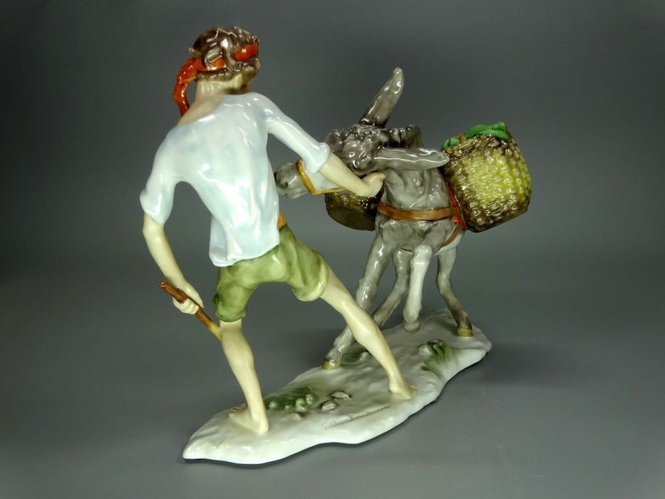 Vintage Stubborn Donkey Porcelain Figurine Original Kaiser Germany 20th Art Statue Dec #Rr215