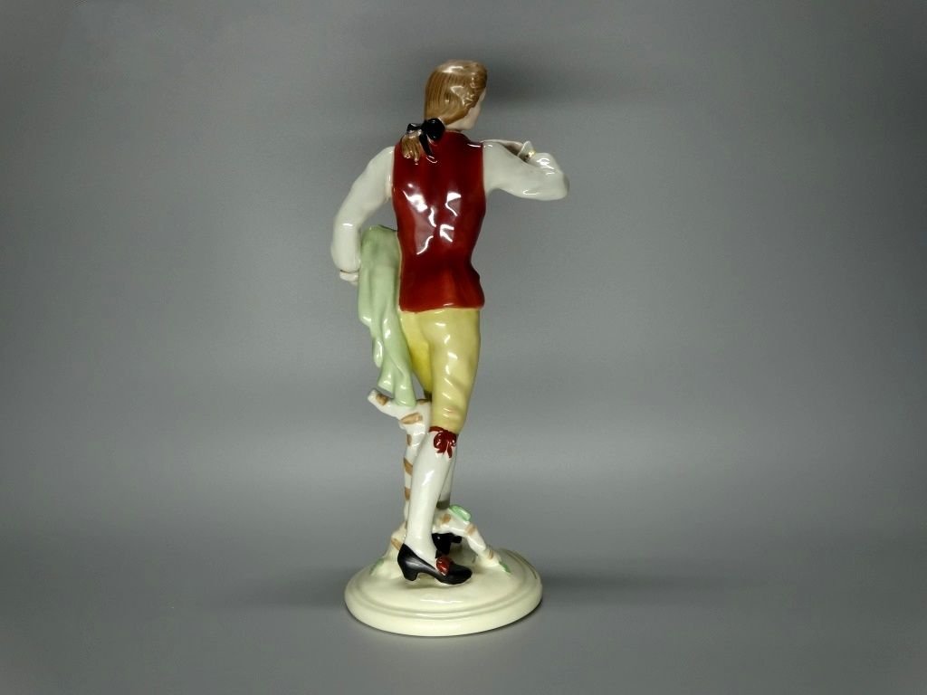 Vintage Bird Catcher Porcelain Figurine Original Royal Dux CZECH REPUBLIC 20th Art Statue Dec #Rr21