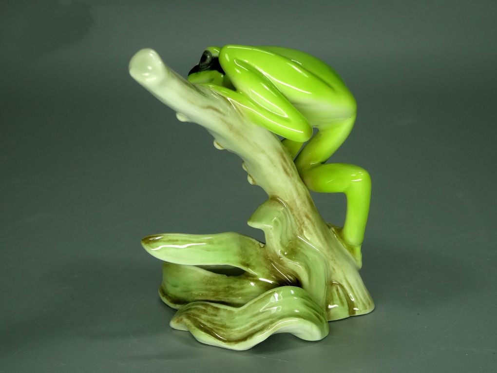 Vintage Green Frog Porcelain Figurine Original Goebel Germany 20th Art Sculpture Dec #Rr8