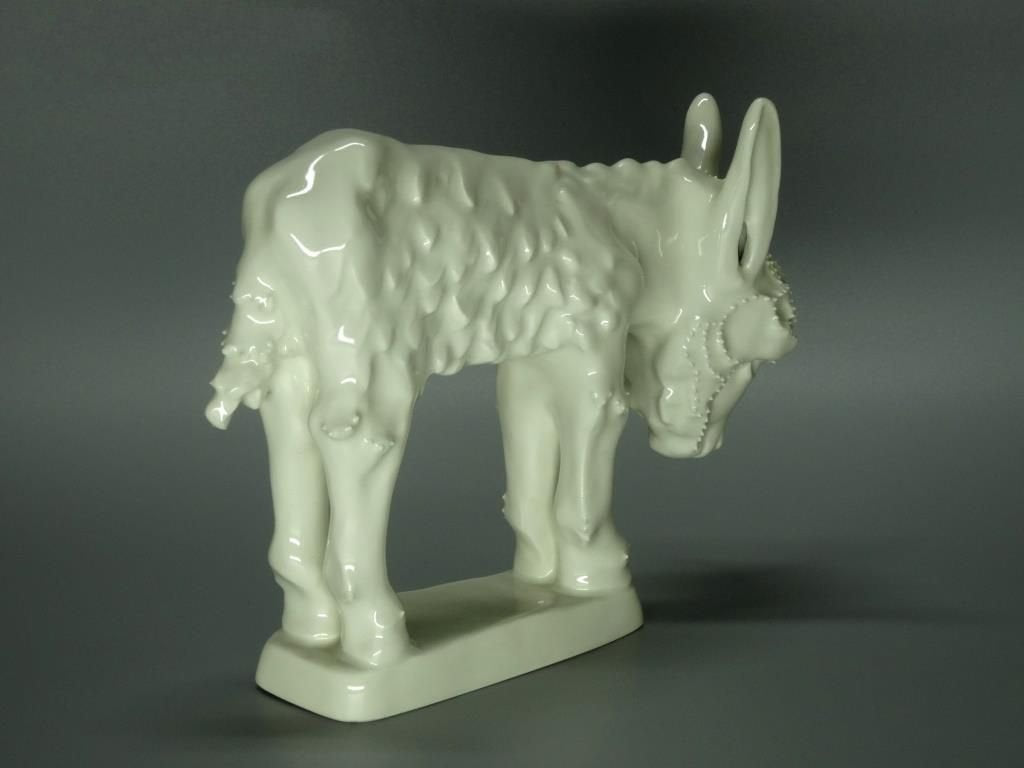 Antique White Donkey In Love Porcelain Figurine Original KPM Germany 20th Art Statue Dec #Rr48