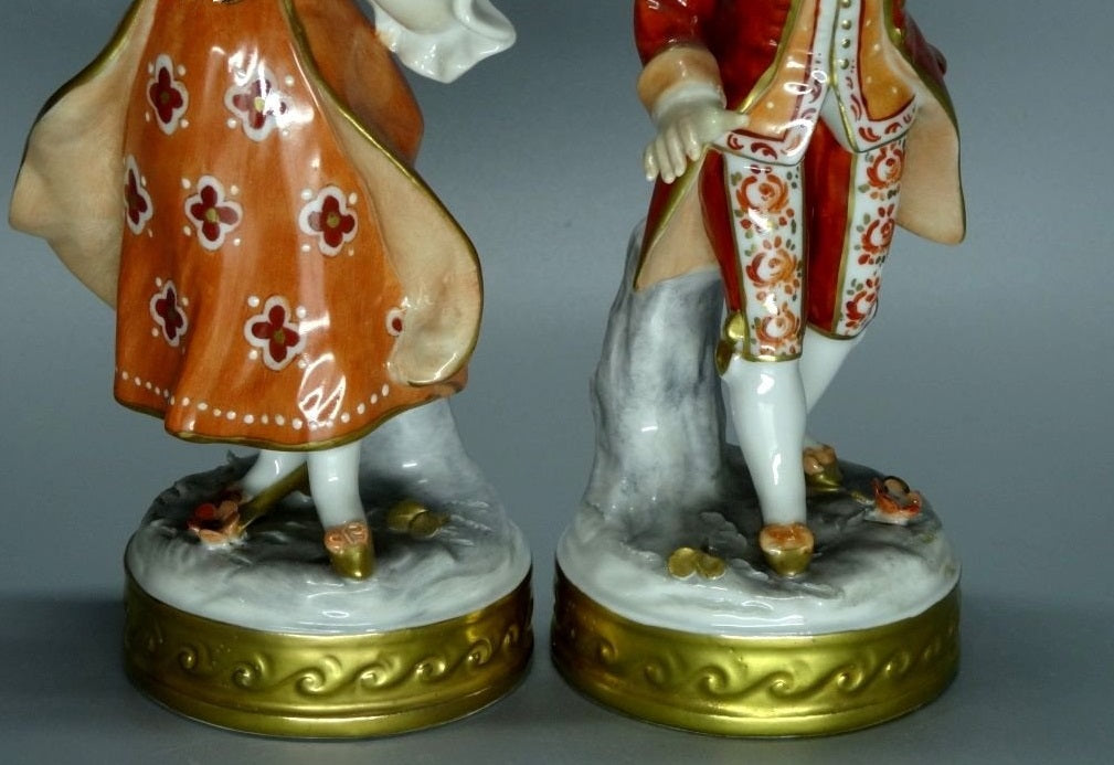 Vintage Red Love Meeting Porcelain Figurine Original Volkstedt Germany 20th Art Statue Dec #Rr19
