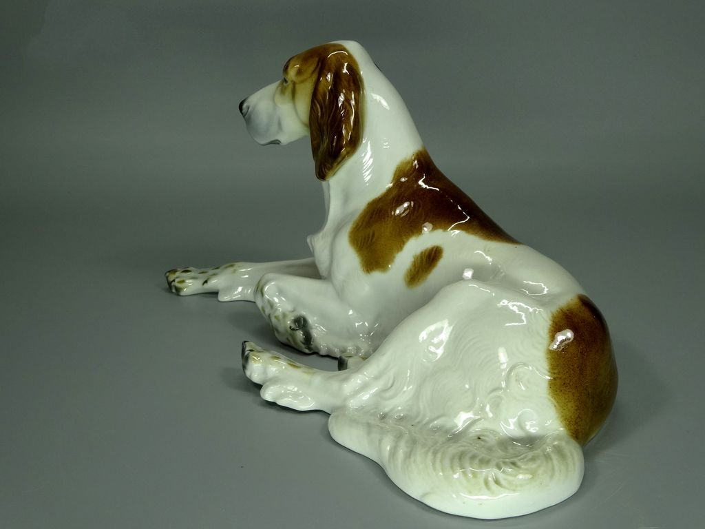 Vintage English Dog Porcelain Figurine Original ILMENAU Germany 20th Art Statue Dec #Rr165