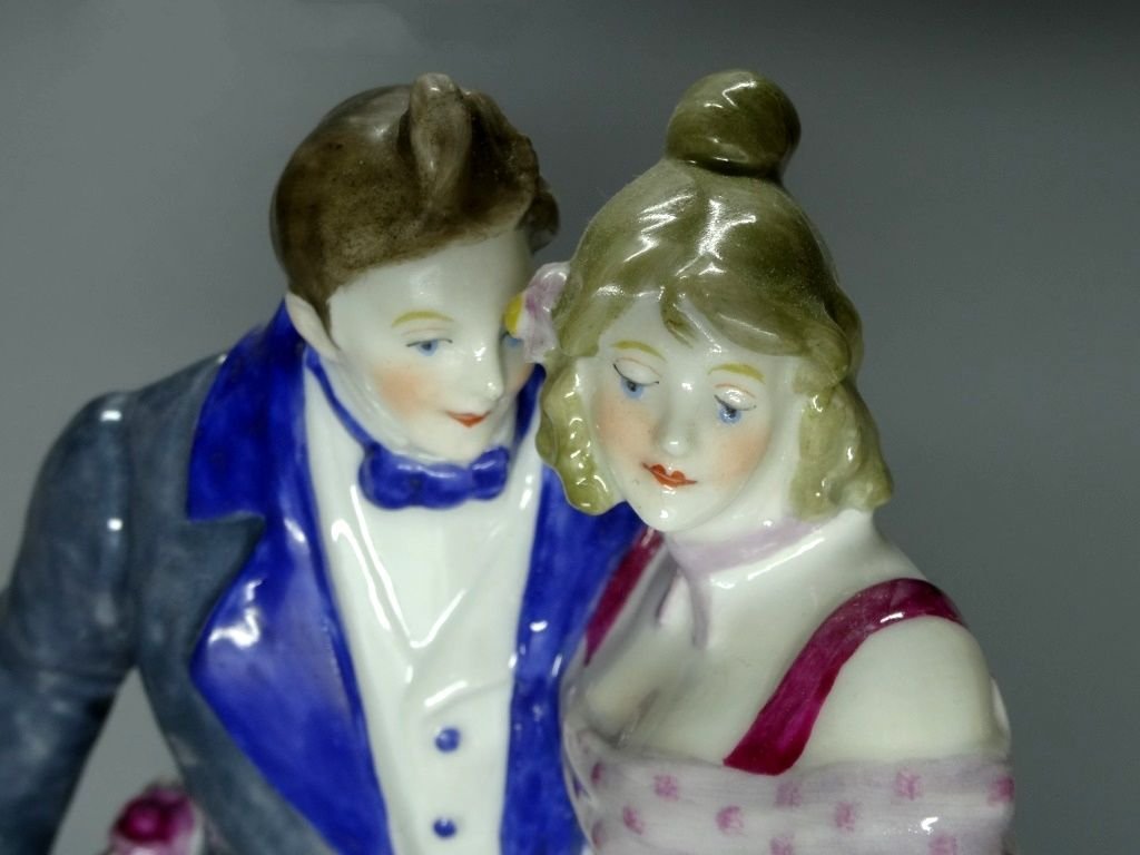 Antique Proximity Love Porcelain Figurine Original Ernst Bohne & Söhne Germany 20th Art Statue Dec #Rr45