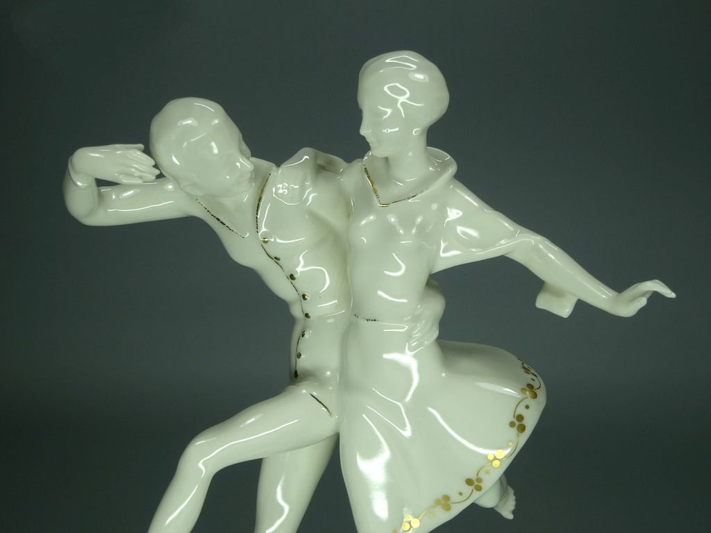 Antique White Dancers Porcelain Figurine Original Hutschenreuther Germany 20th Art Statue Dec #Rr197