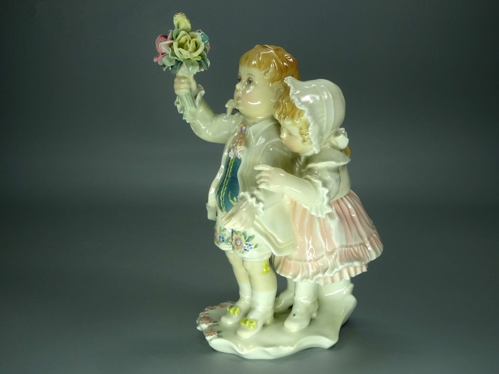 Antique Rose Bouquet Porcelain Figurine Original KARL ENS Germany 20th Art Statue Dec #Rr80