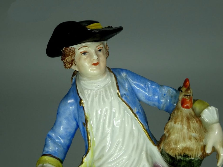 Antique Bird Yard Porcelain Figurine Original Potschappel Germany 20th Art Statue Dec #Rr160