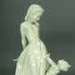 Antique Playing Lady Porcelain Figurine Original Hutschenreuther Germany 20th Art Statue Dec #Rr163